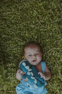 Crochet Baby Toy Dinosaur comforter teal