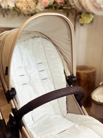 Load image into Gallery viewer, Pure White floral Pram Liner
