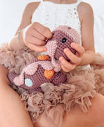 Load image into Gallery viewer, Crochet Baby Toy Dinosaur rattle-steggi soft purple
