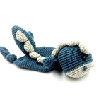 Load image into Gallery viewer, Crochet Baby Toy Dinosaur comforter petrol blue
