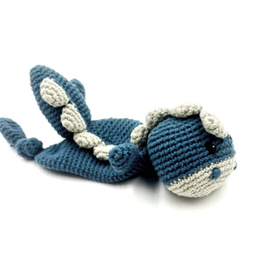 Crochet Baby Toy Dinosaur comforter petrol blue