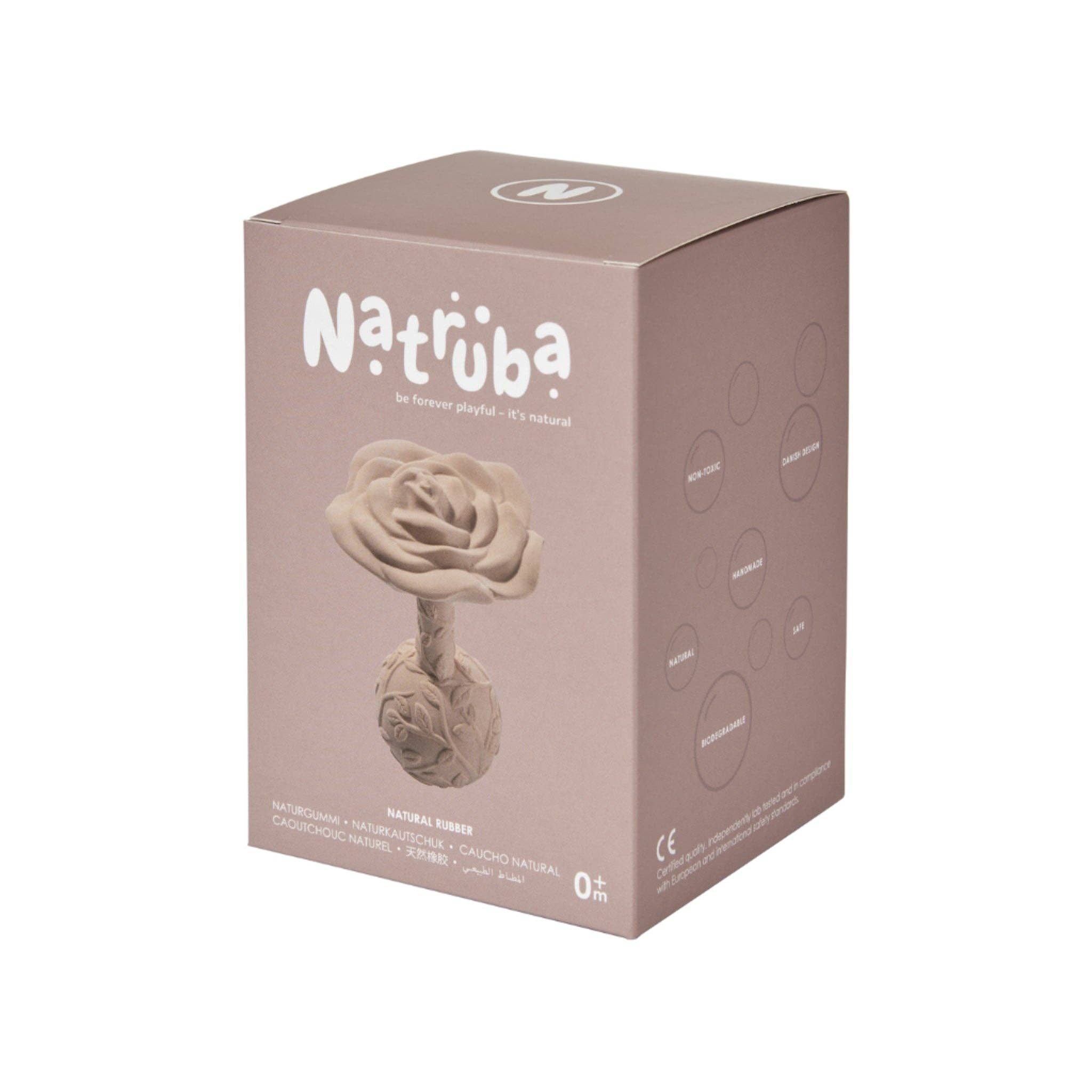 Natural rubber Rattle Rose - Beige