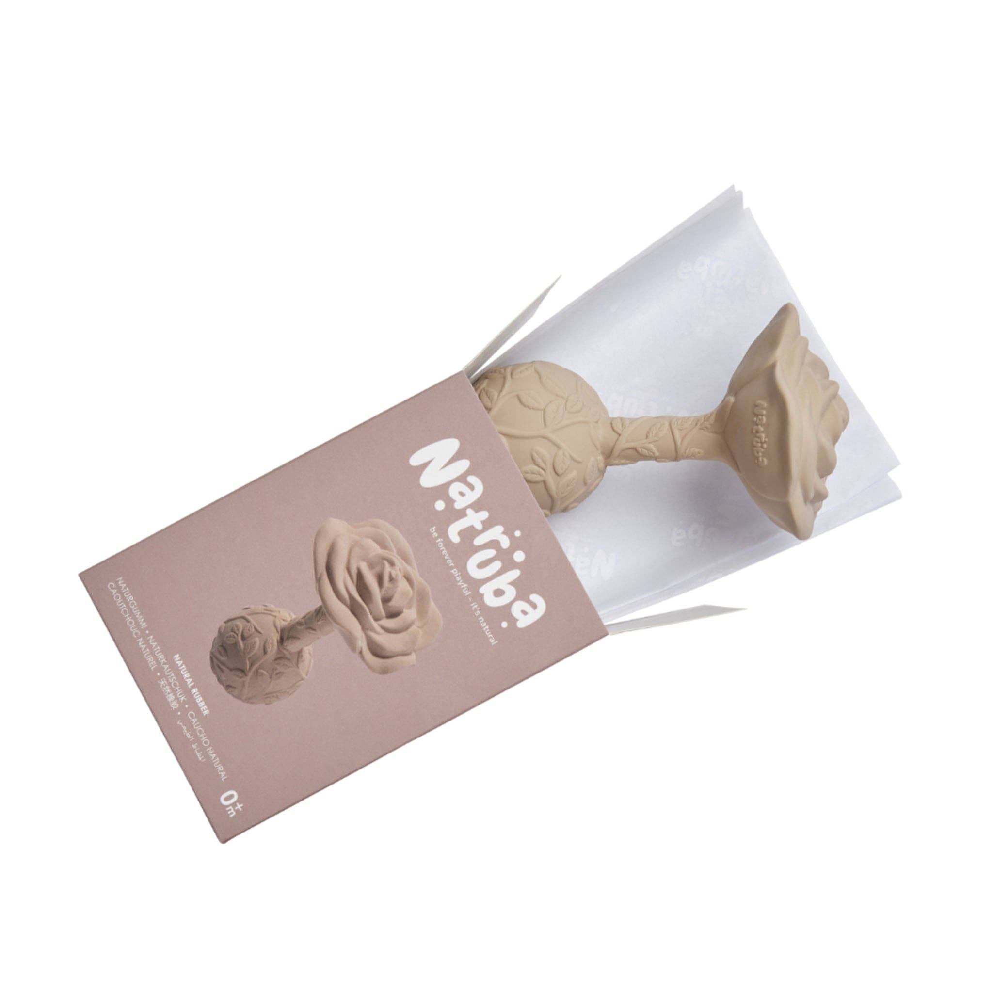Natural rubber Rattle Rose - Beige