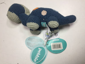 Crochet 2 in 1 Pull along toy dinosaur steggi Petrol blue