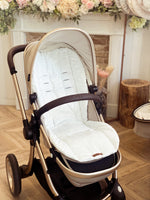 Load image into Gallery viewer, Pure White floral Pram Liner
