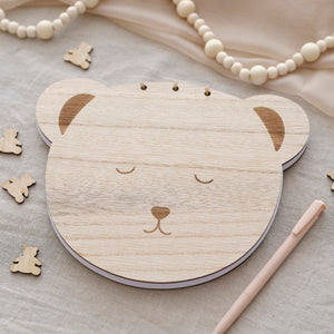 Wooden teddy beat note book