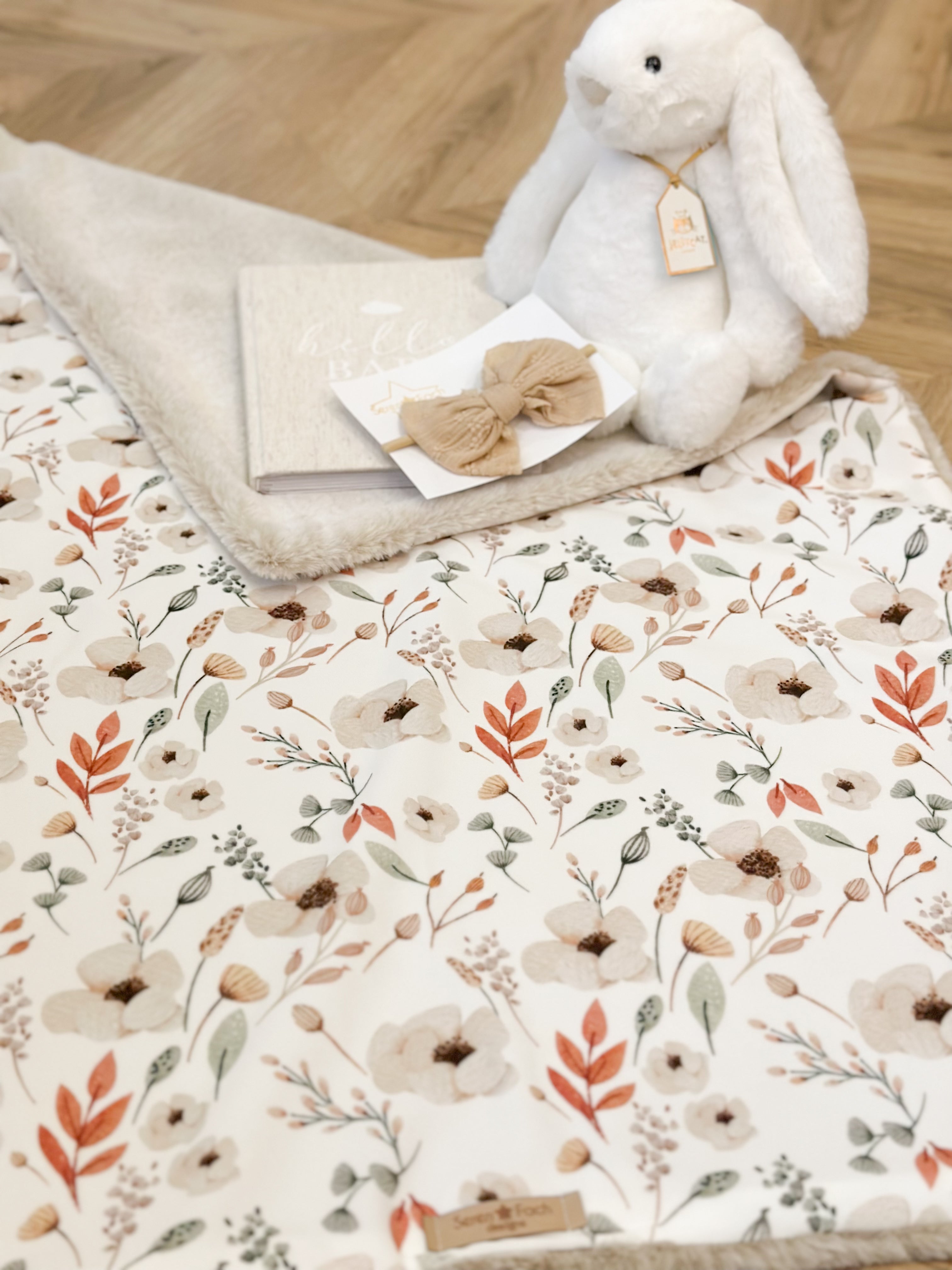 Beige floral blanket