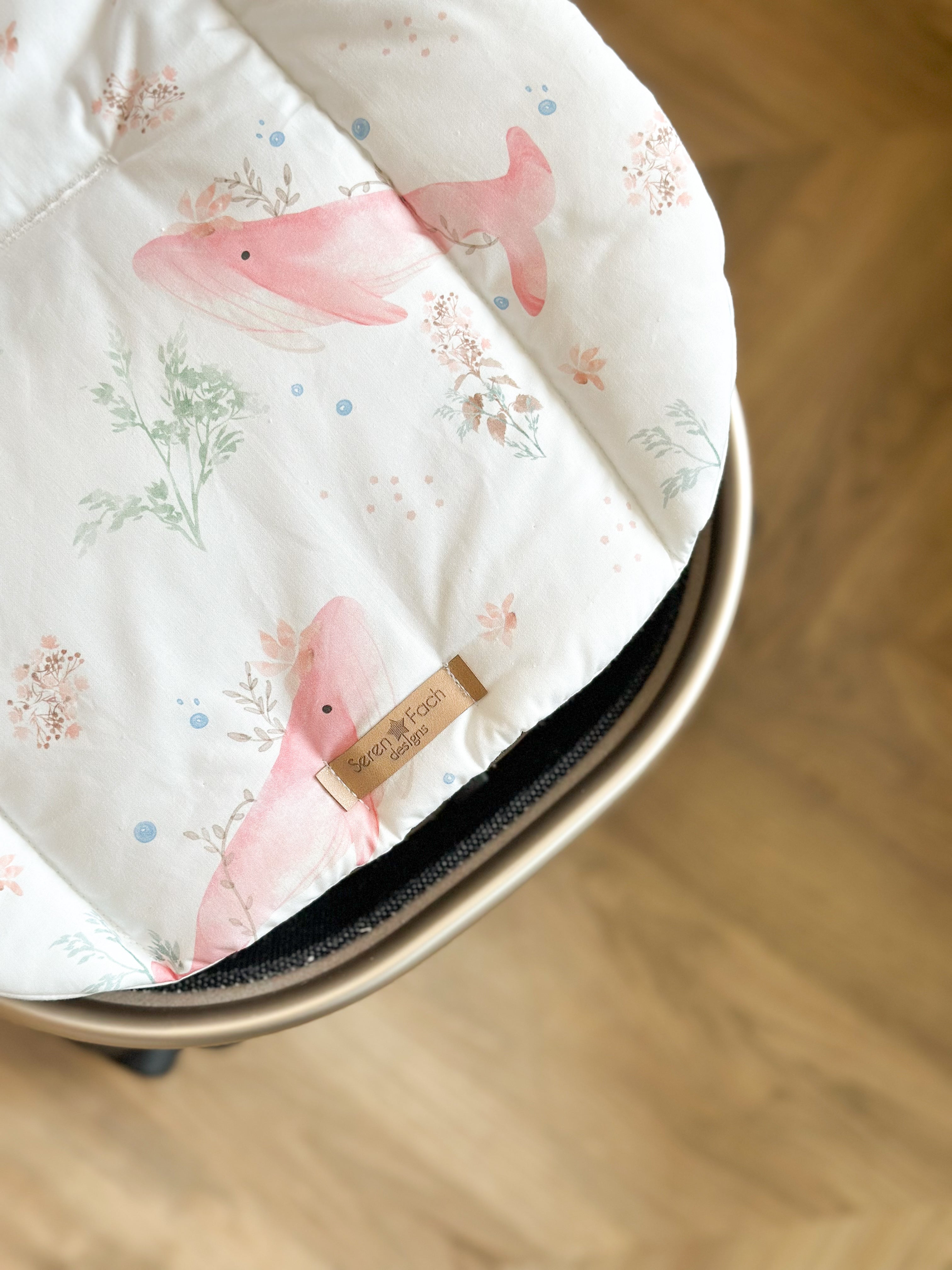 Pink Whale cotton Buggy liner