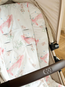 Pink Whale cotton Buggy liner