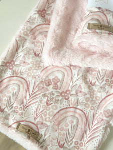 Pink rainbow cuddle comforter