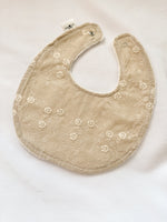 Load image into Gallery viewer, Embroidered beige linen bib
