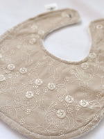 Load image into Gallery viewer, Embroidered beige linen bib
