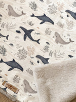 Load image into Gallery viewer, Ocean whale blanket
