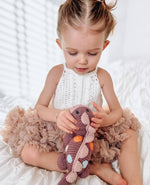 Load image into Gallery viewer, Crochet Baby Toy Dinosaur rattle-steggi soft purple
