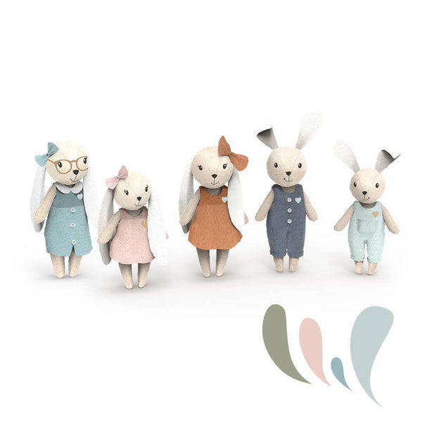 Speedy Monkey Rabbit Family of 4 Characters – Seren Fach Designs