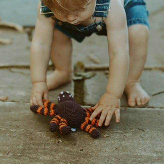 Crochet Baby Toy Spider rattle - black