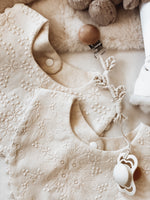 Load image into Gallery viewer, Fancy Dainty floral ivory embroidered bib
