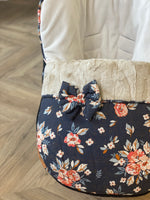 Load image into Gallery viewer, Navy and cream floral Carseat cosytoes
