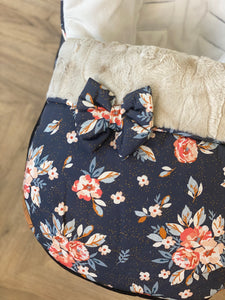 Navy and cream floral Carseat cosytoes