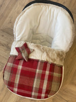 Load image into Gallery viewer, Red tartan Carseat cosytoes
